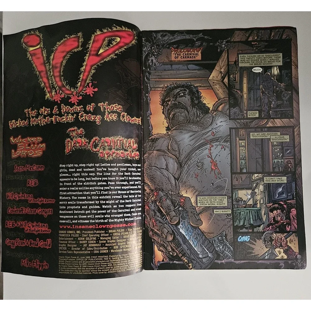 1999 June Insane Clown Posse Chaos Comics #1 Psychopathic Records